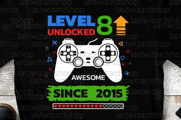 Birthday Boy Gamer Level 8 Svg: Graphics for 8th Birthday Crafts