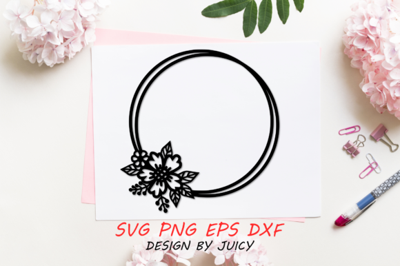 Circle Flower Wreath SVG for Cricut Crafts & Graphics