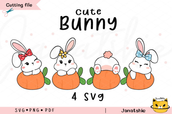 Cute Bunny on Carrot SVG: Easter Graphics & Crafts