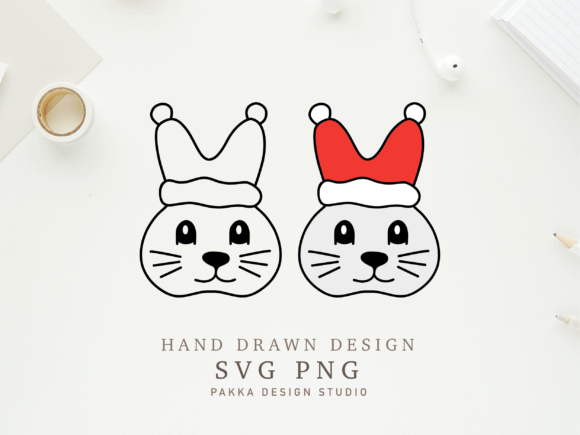 Cute Rabbit Face Christmas Hat Graphics for Crafts