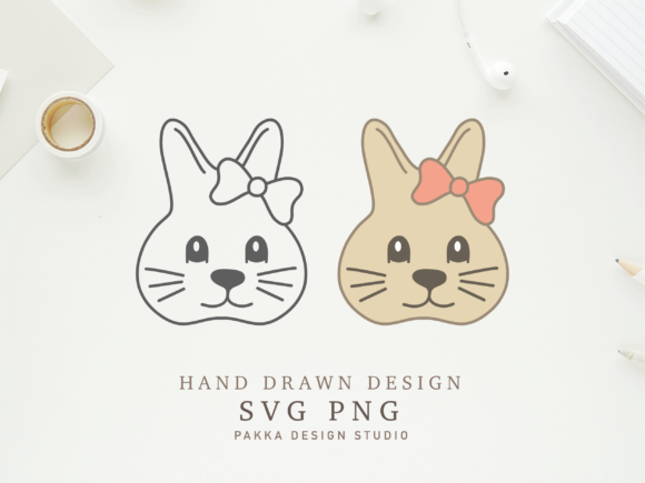 Cute Rabbit Face Easter Bow Svg Png