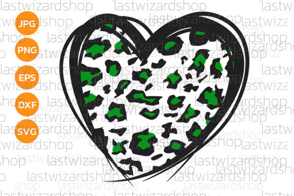 Green Cheetah Heart Svg, St. Patricks