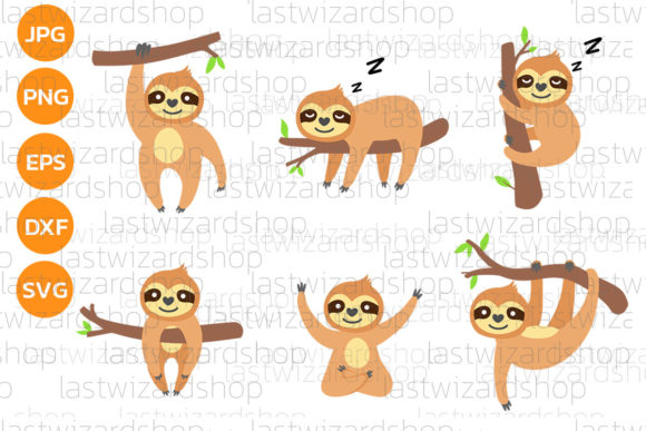 Lazy Sloth Svg Bundle: Graphics for Crafts